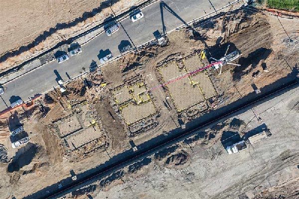 Aerial drone footage of a construction site