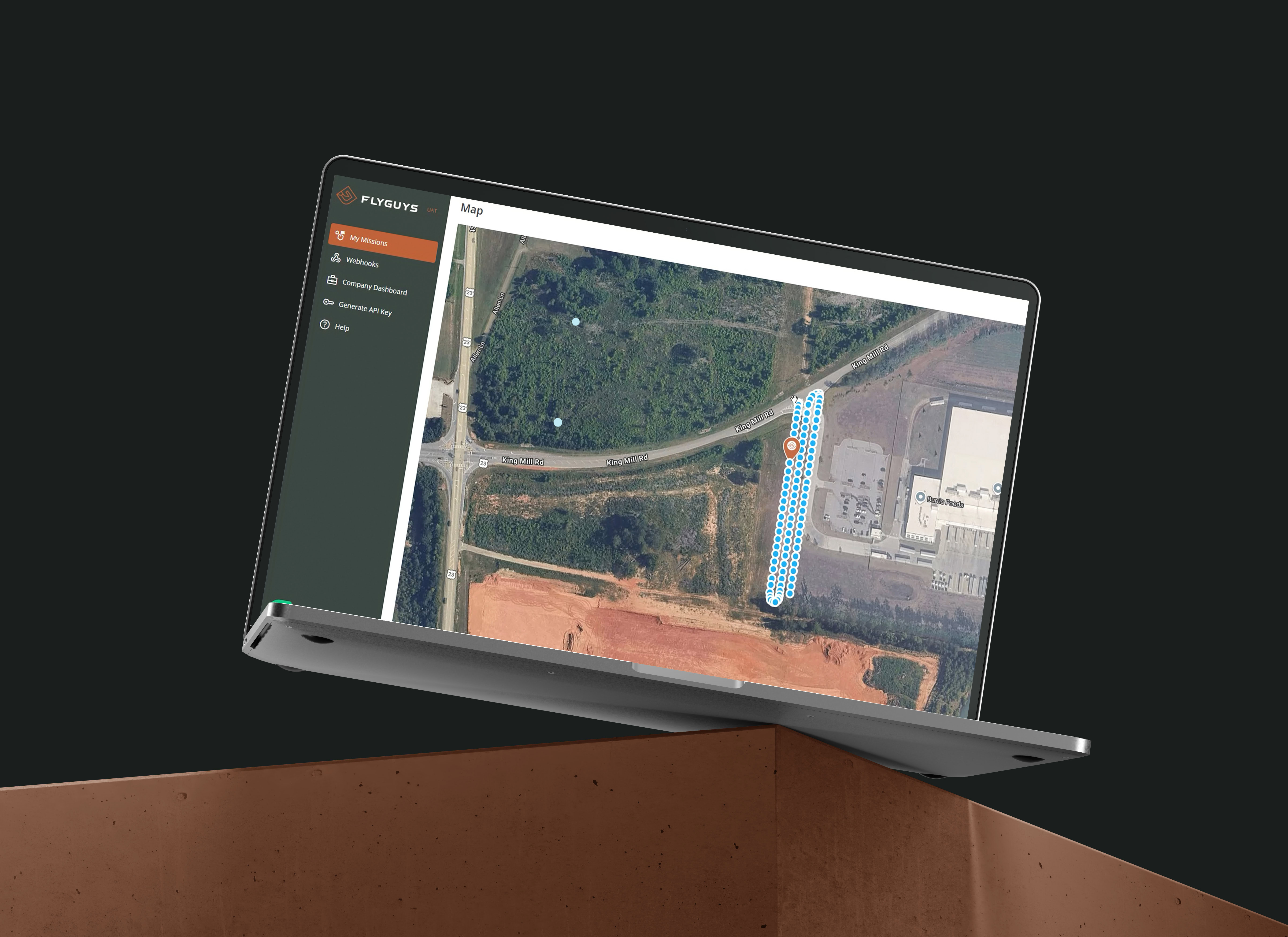 FlyGuys Capture software shown on laptop screen