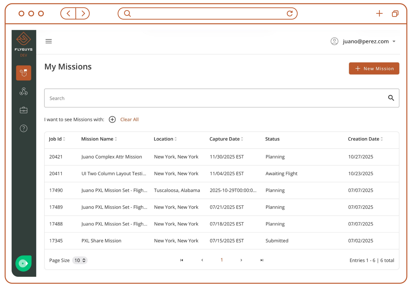 FlyGuys Capture software screen