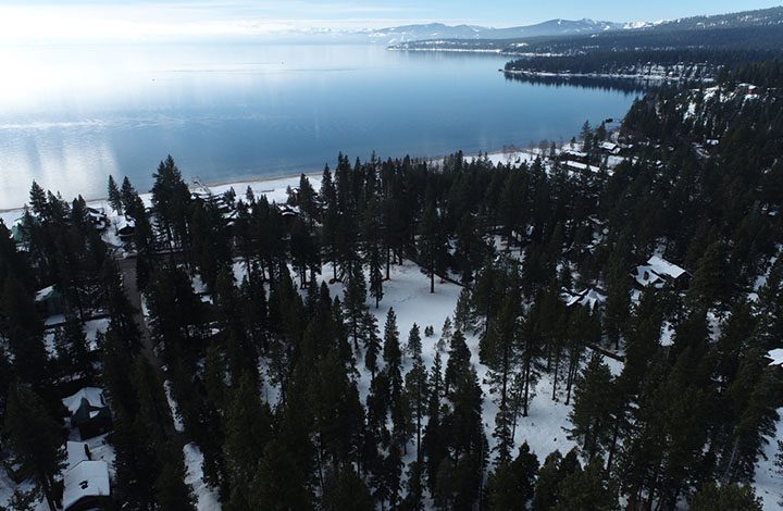 Drone photography of Lake Tahoe in Tahoe Vista, California