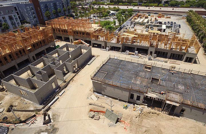 Progress monitoring with a drone at a Newport Beach, California construction site