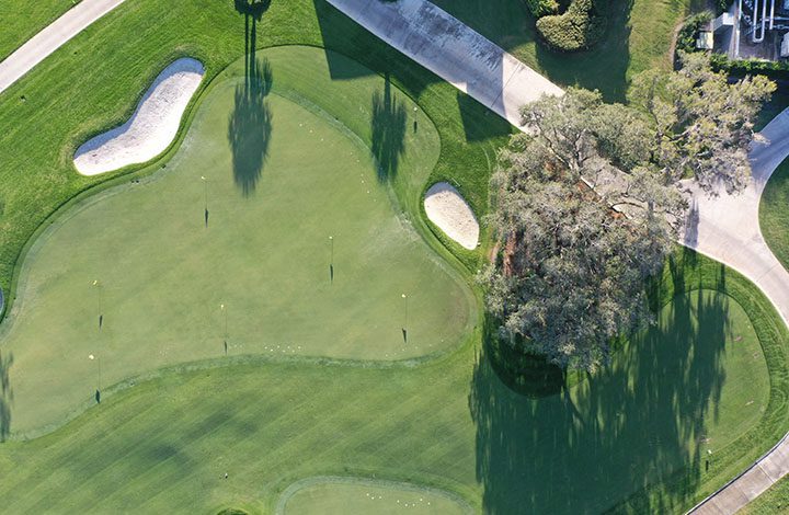 Aerial footage of a golf course in Orlando, FL.