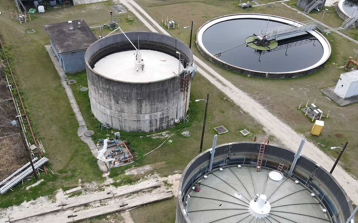 Drone monitoring a wastewater treatment facility